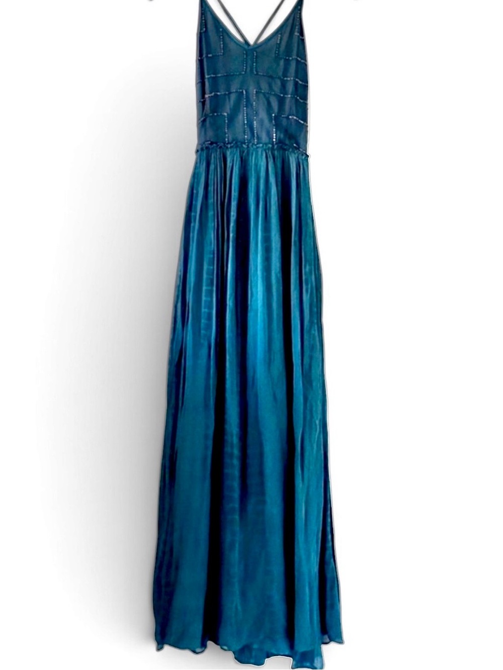 ❤️ Chan Luu Maxi Beaded Blue Gown Dress Size Small NWT